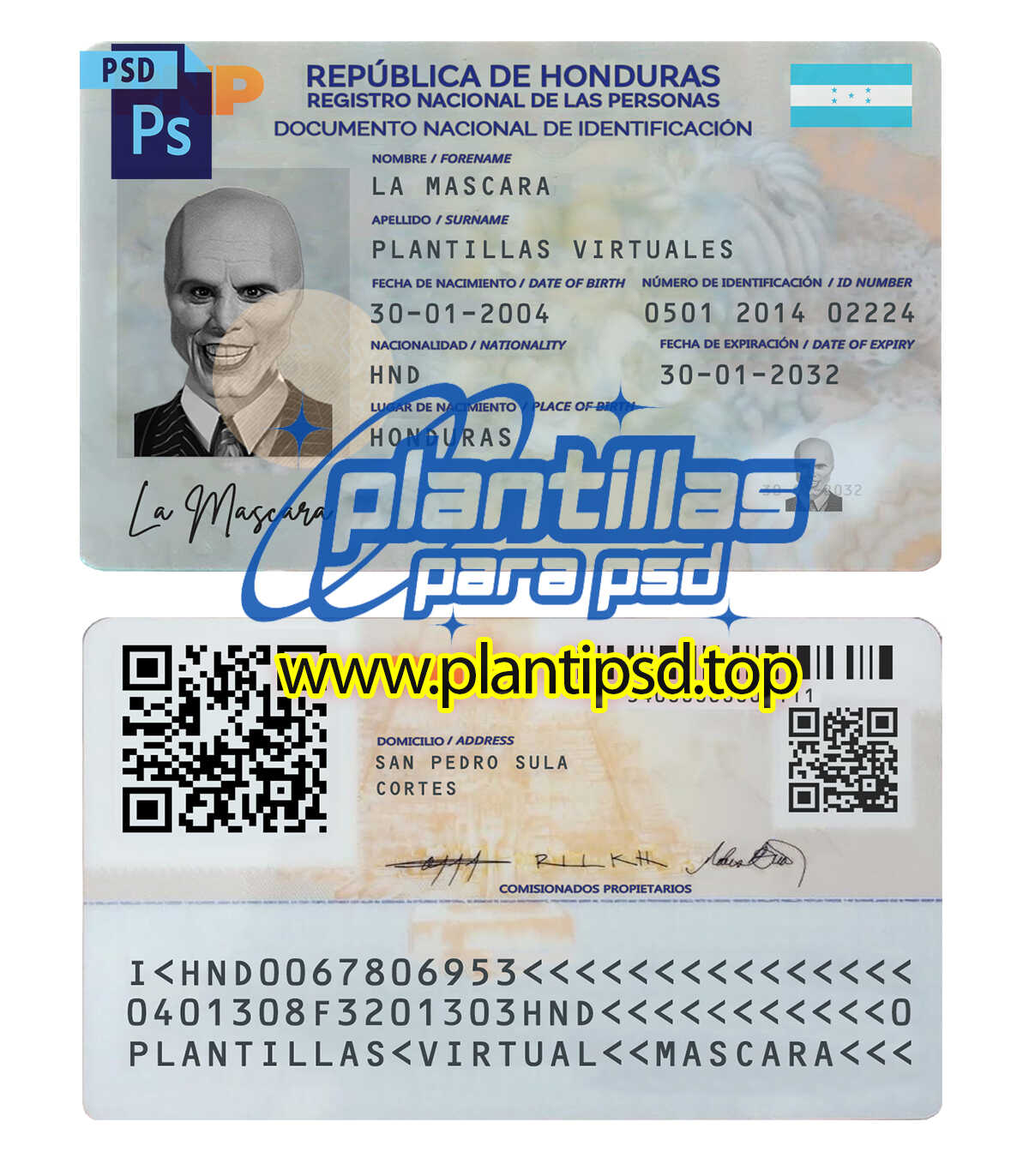 DNI Honduras – Plantilla Digital Editable en Photoshop