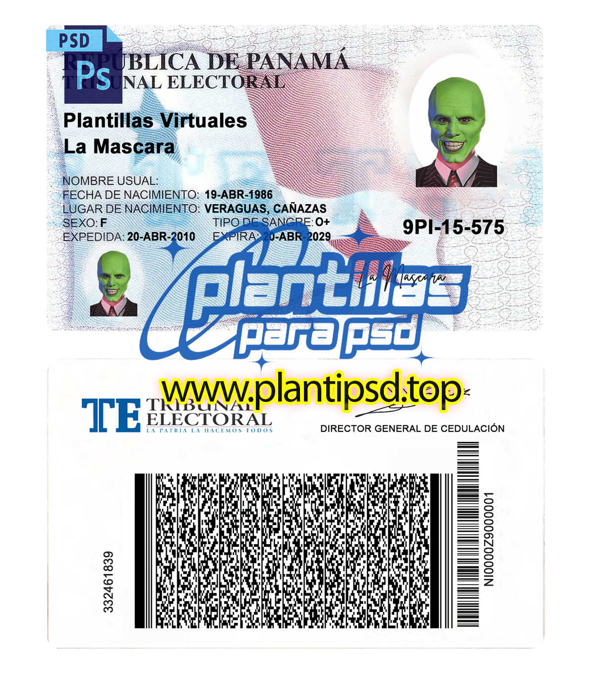Cedula Panama – Plantilla Digital Editable en Photoshop