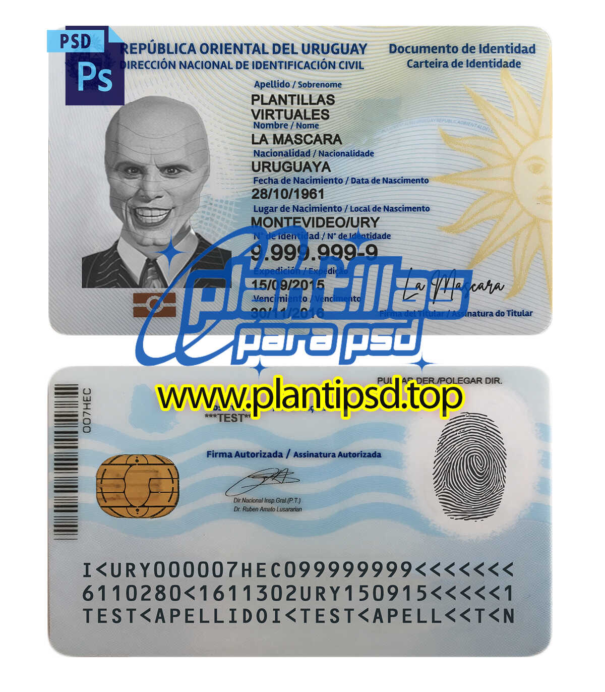 Cedula de Uruguay – Plantilla Digital Editable en Photoshop