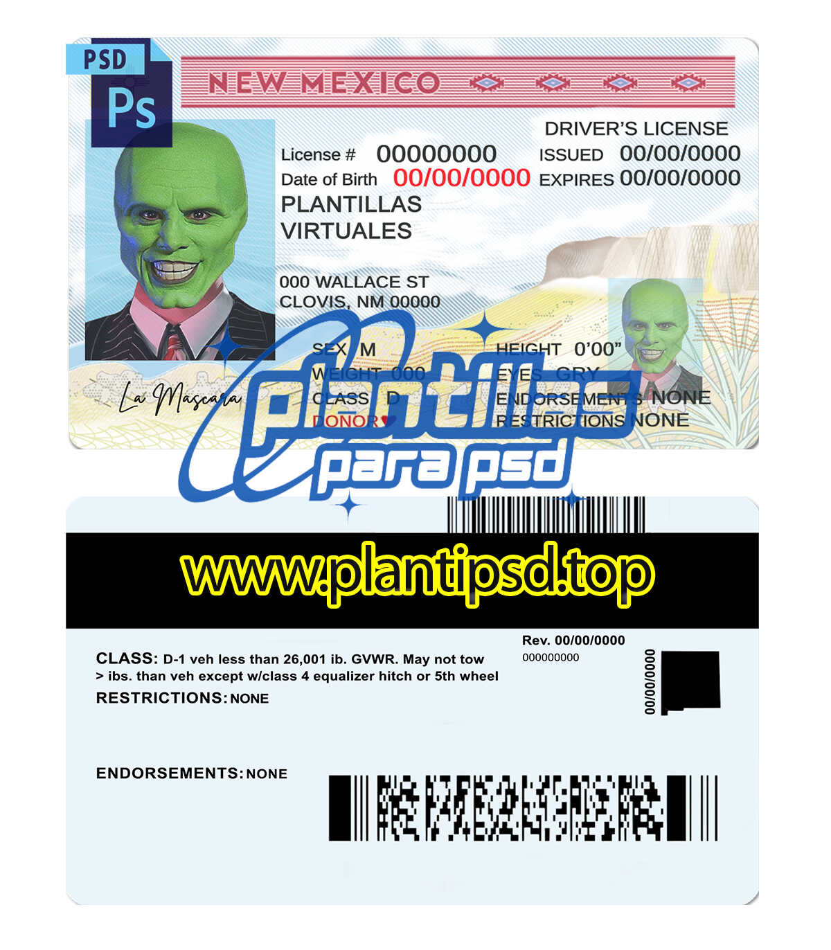 Licencia de Conducir de New Mexico USA – Plantilla Digital Editable en Photoshop